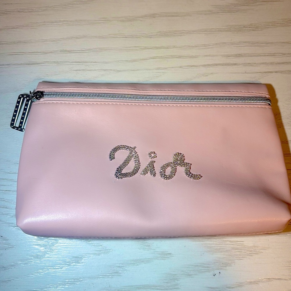Dior beaded Logo cosmetic make up pouch